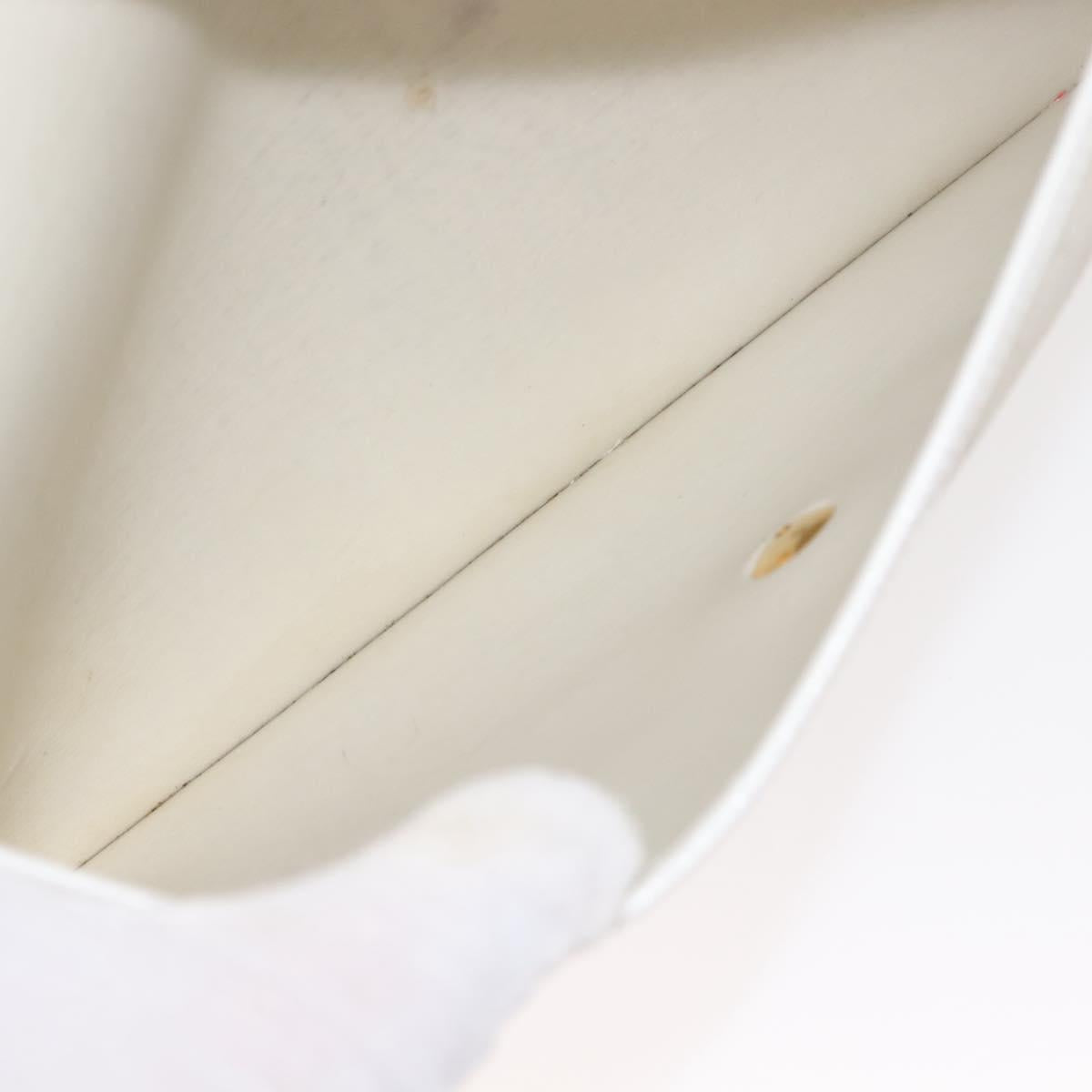 Christian Dior Honeycomb Canvas Clutch Bag PVC Leather White Gold Auth 148952