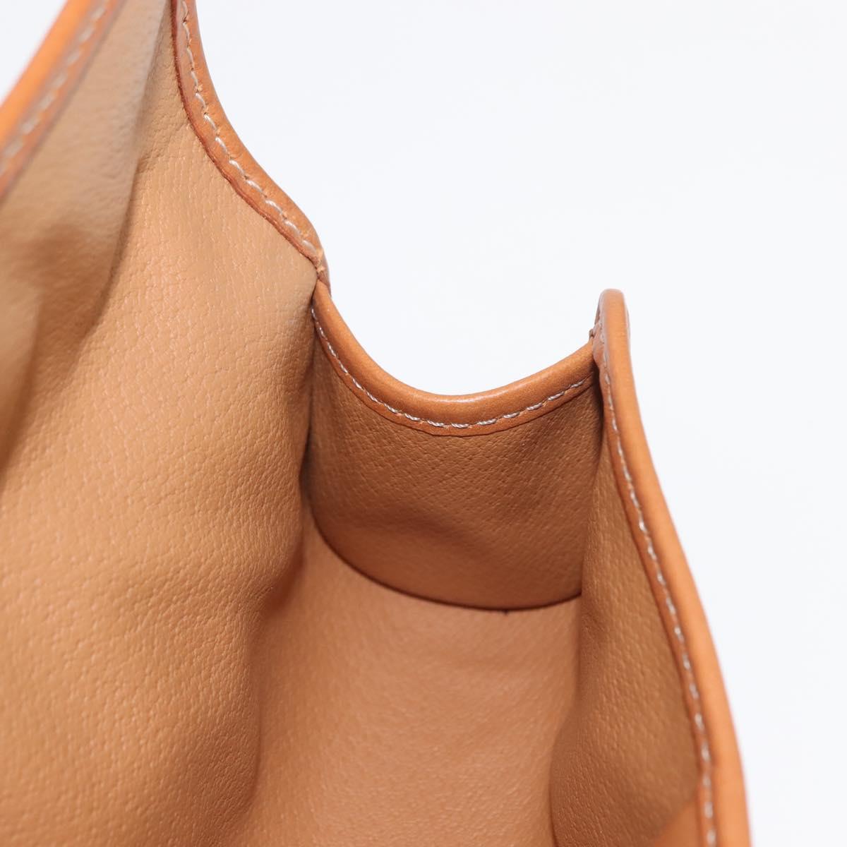 CELINE Macadam Canvas Pouch PVC Leather Brown Auth 148953