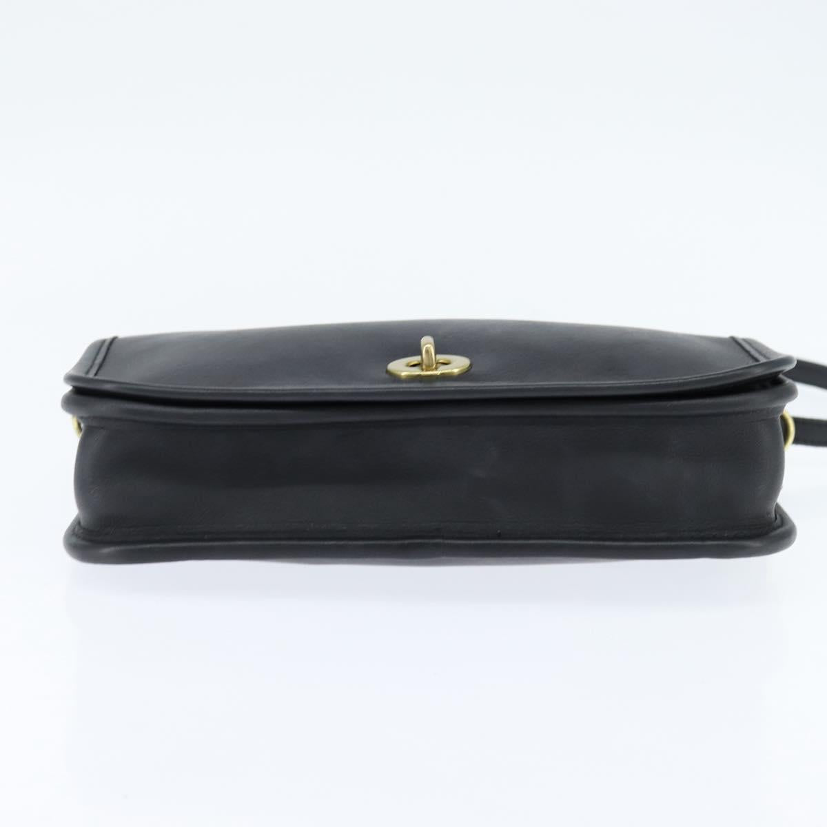 Coach Shoulder Bag Leather Black Gold Auth 148956
