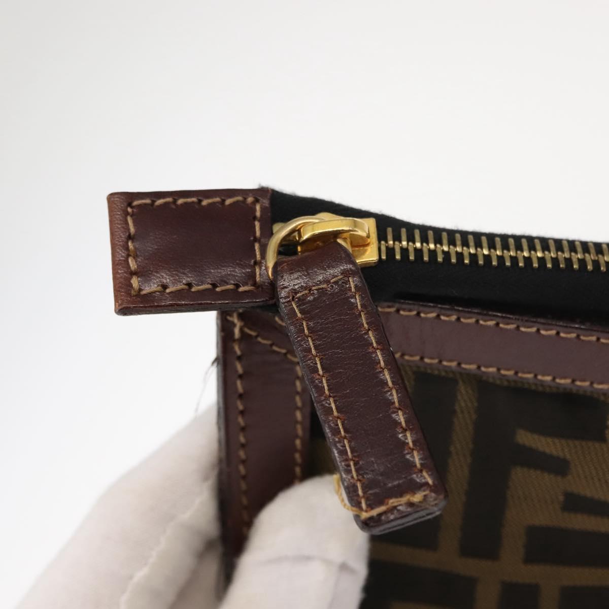 FENDI Zucca Canvas Clutch Bag Black Brown gold Auth 148959