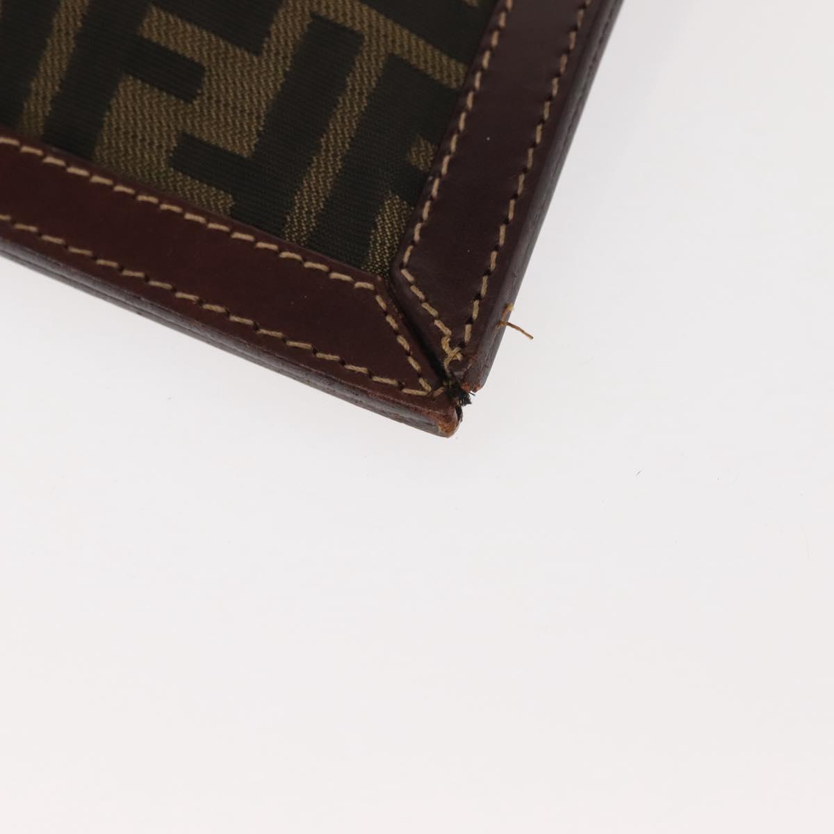 FENDI Zucca Canvas Clutch Bag Black Brown gold Auth 148959