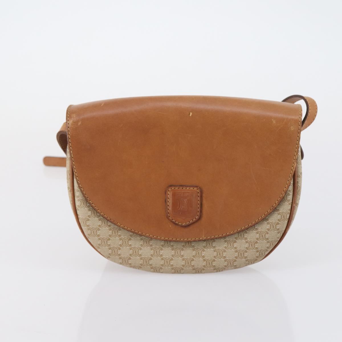 CELINE Macadam Canvas Shoulder Bag PVC 3 Set Beige Brown Auth 148968