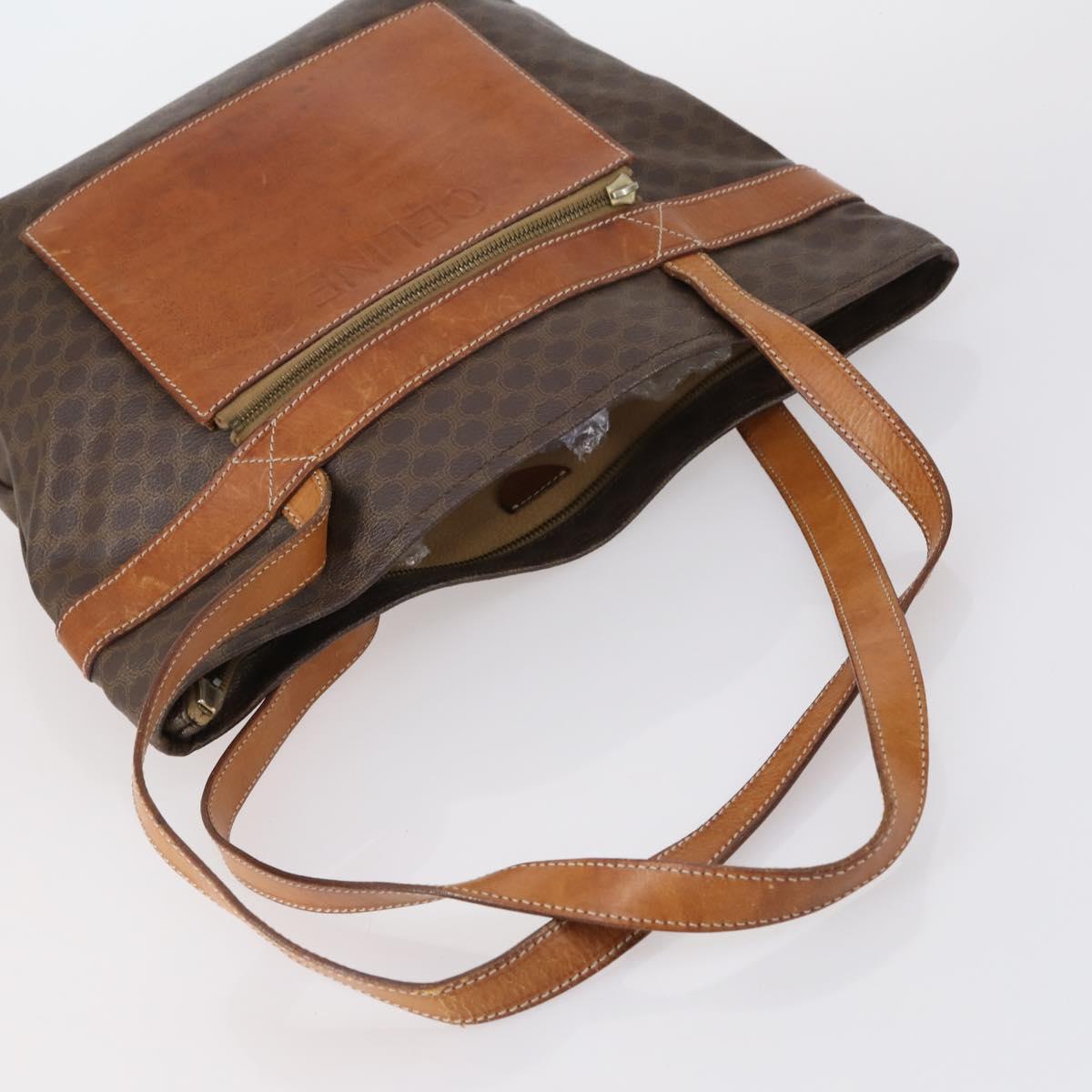 CELINE Macadam Canvas Shoulder Bag PVC 3 Set Beige Brown Auth 148968