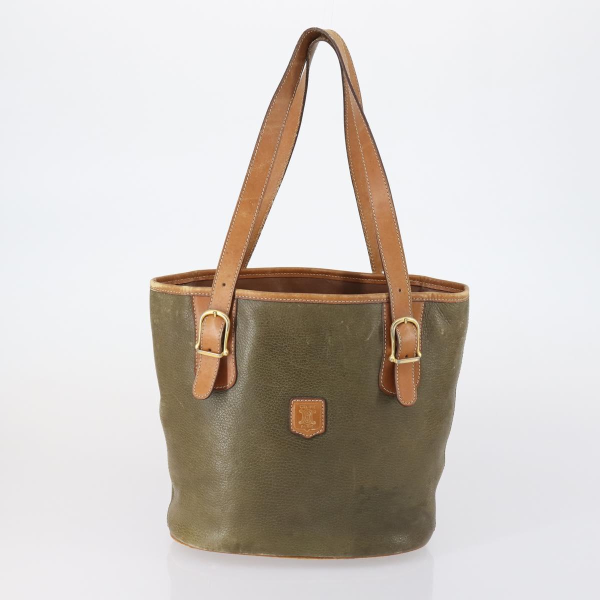 CELINE Macadam Canvas Shoulder Bag PVC 3 Set Beige Brown Auth 148968