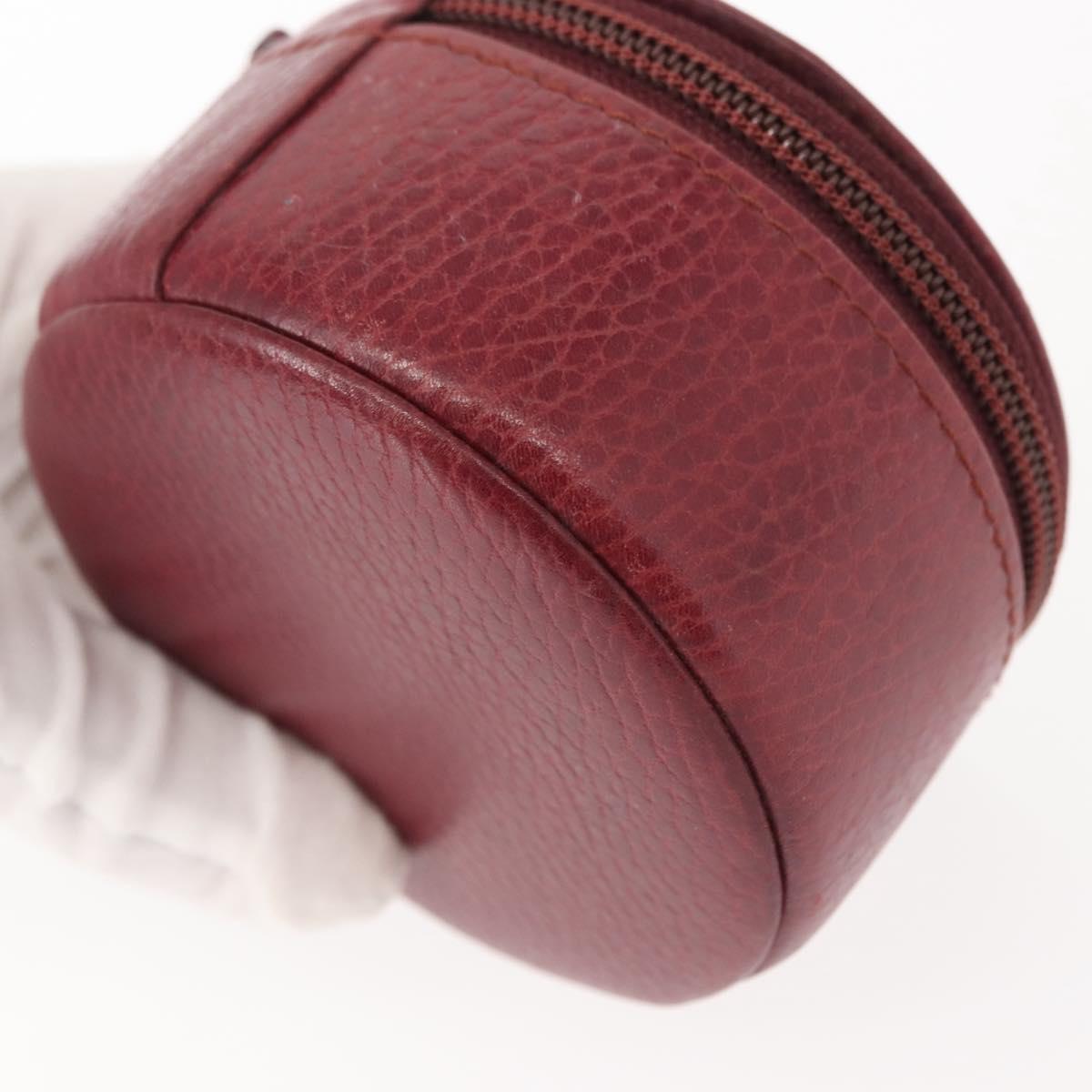 CARTIER Jewelry case Jewelry Box Leather Bordeaux Gold Auth 148970