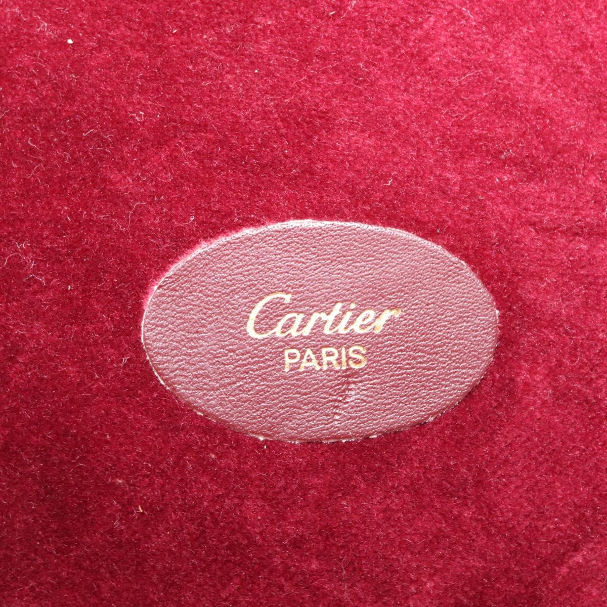 CARTIER Jewelry case Jewelry Box Leather Bordeaux Gold Auth 148970