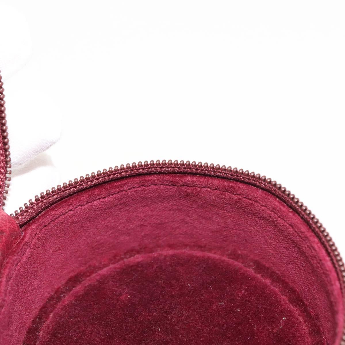 CARTIER Jewelry case Jewelry Box Leather Bordeaux Gold Auth 148970