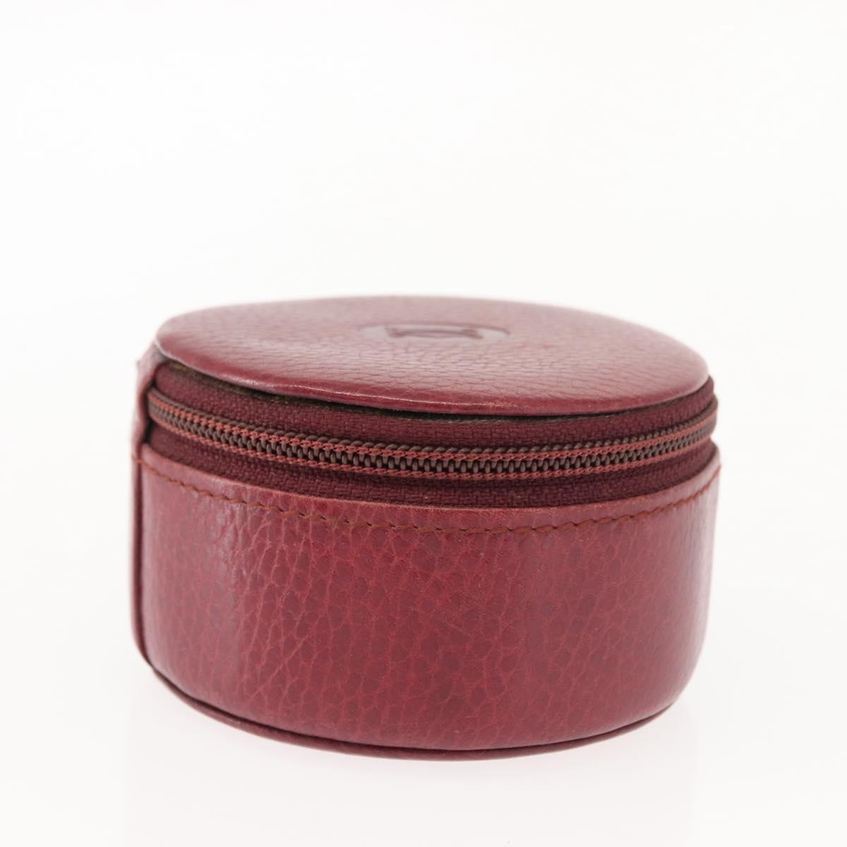 CARTIER Jewelry case Jewelry Box Leather Bordeaux Gold Auth 148970