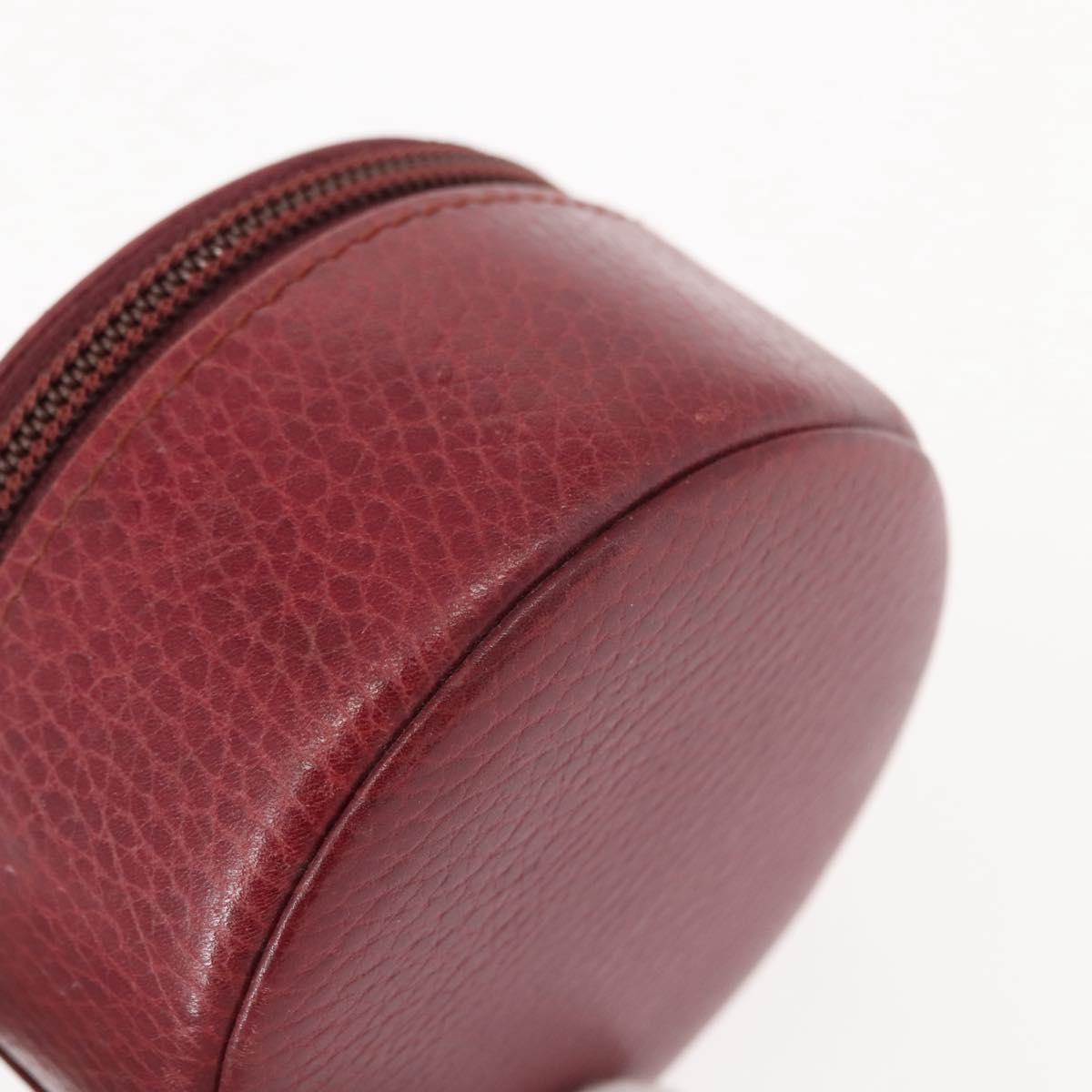 CARTIER Jewelry case Jewelry Box Leather Bordeaux Gold Auth 148970