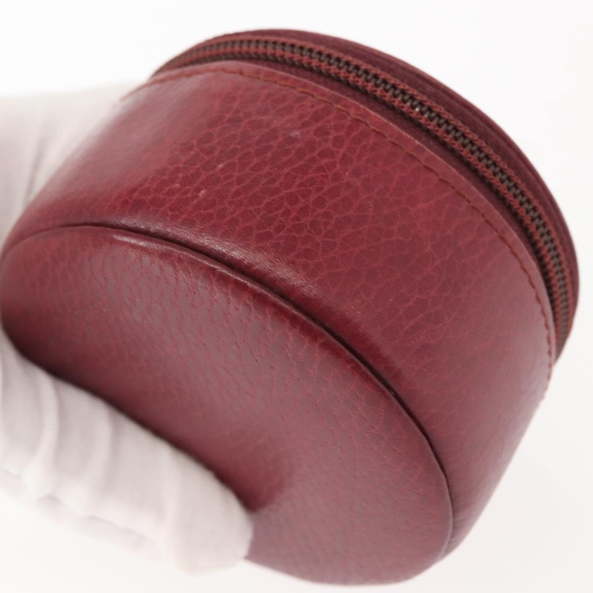 CARTIER Jewelry case Jewelry Box Leather Bordeaux Gold Auth 148970