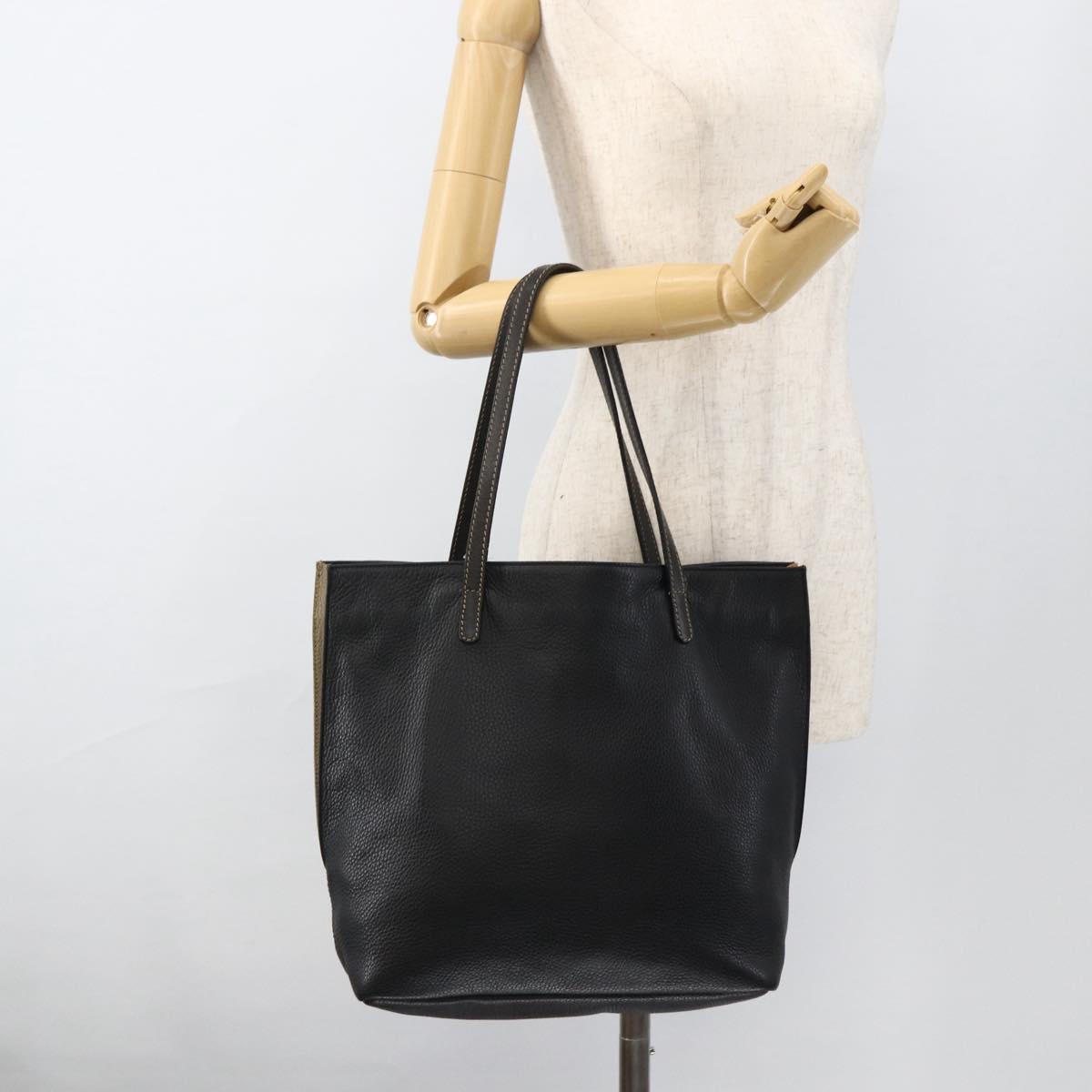 ETRO Tote Bag Leather Gold Black Auth 148984