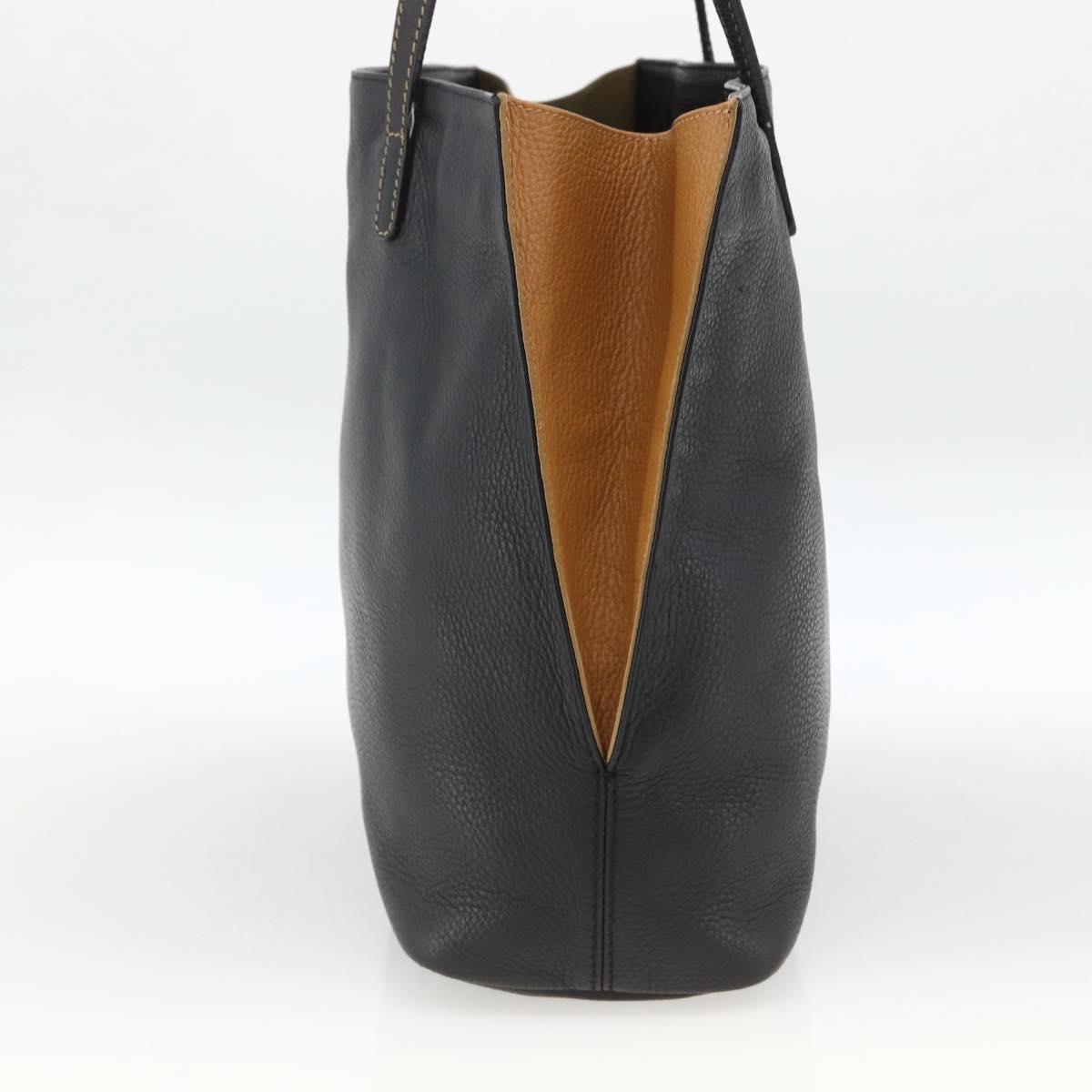 ETRO Tote Bag Leather Gold Black Auth 148984