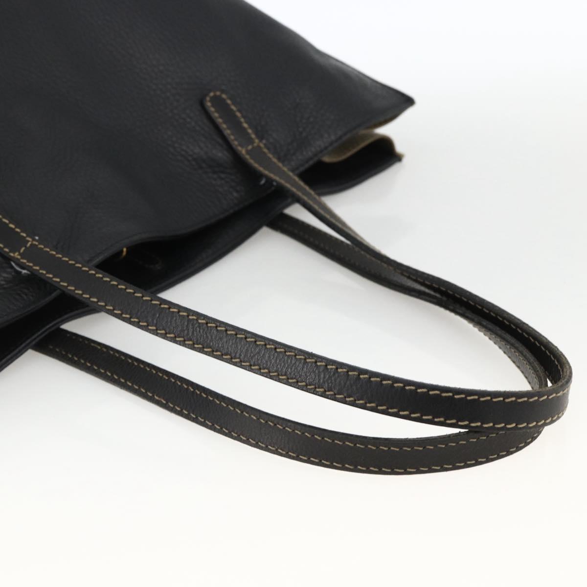 ETRO Tote Bag Leather Gold Black Auth 148984