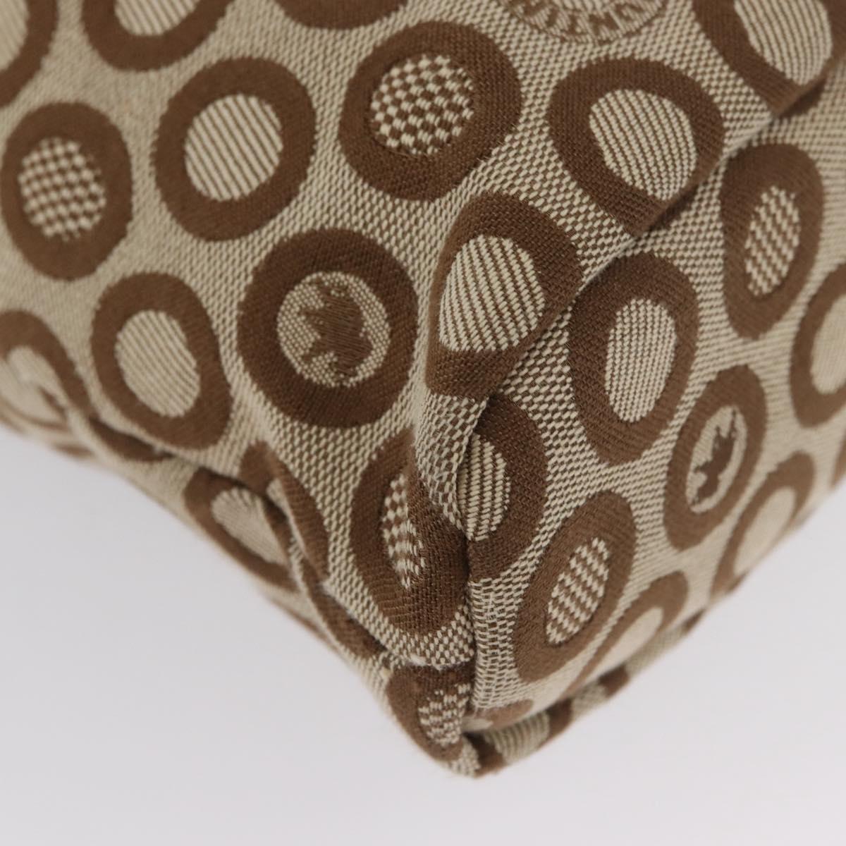 HUNTING WORLD Shoulder Bag Canvas Beige Silver Auth 148985