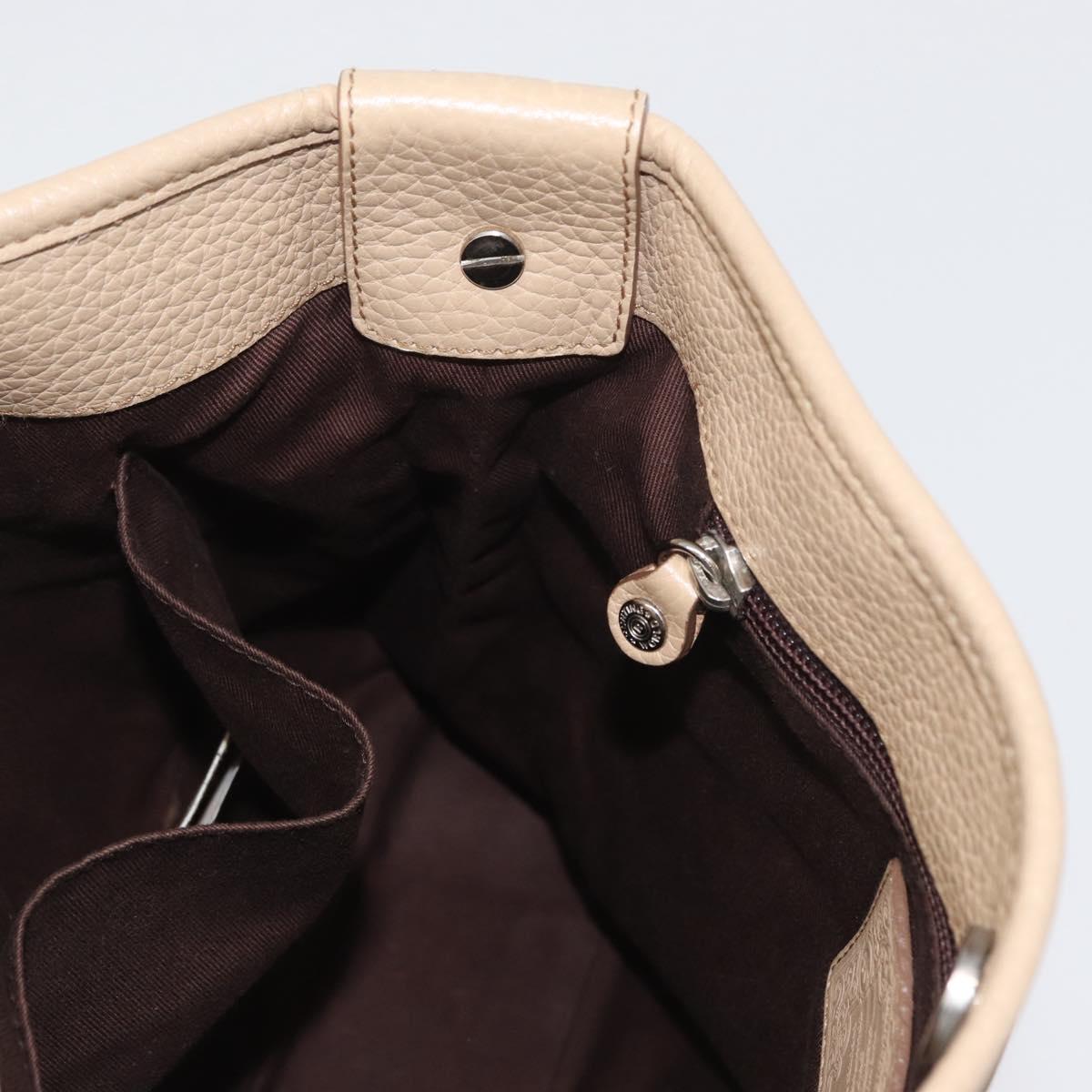 HUNTING WORLD Shoulder Bag Canvas Beige Silver Auth 148985