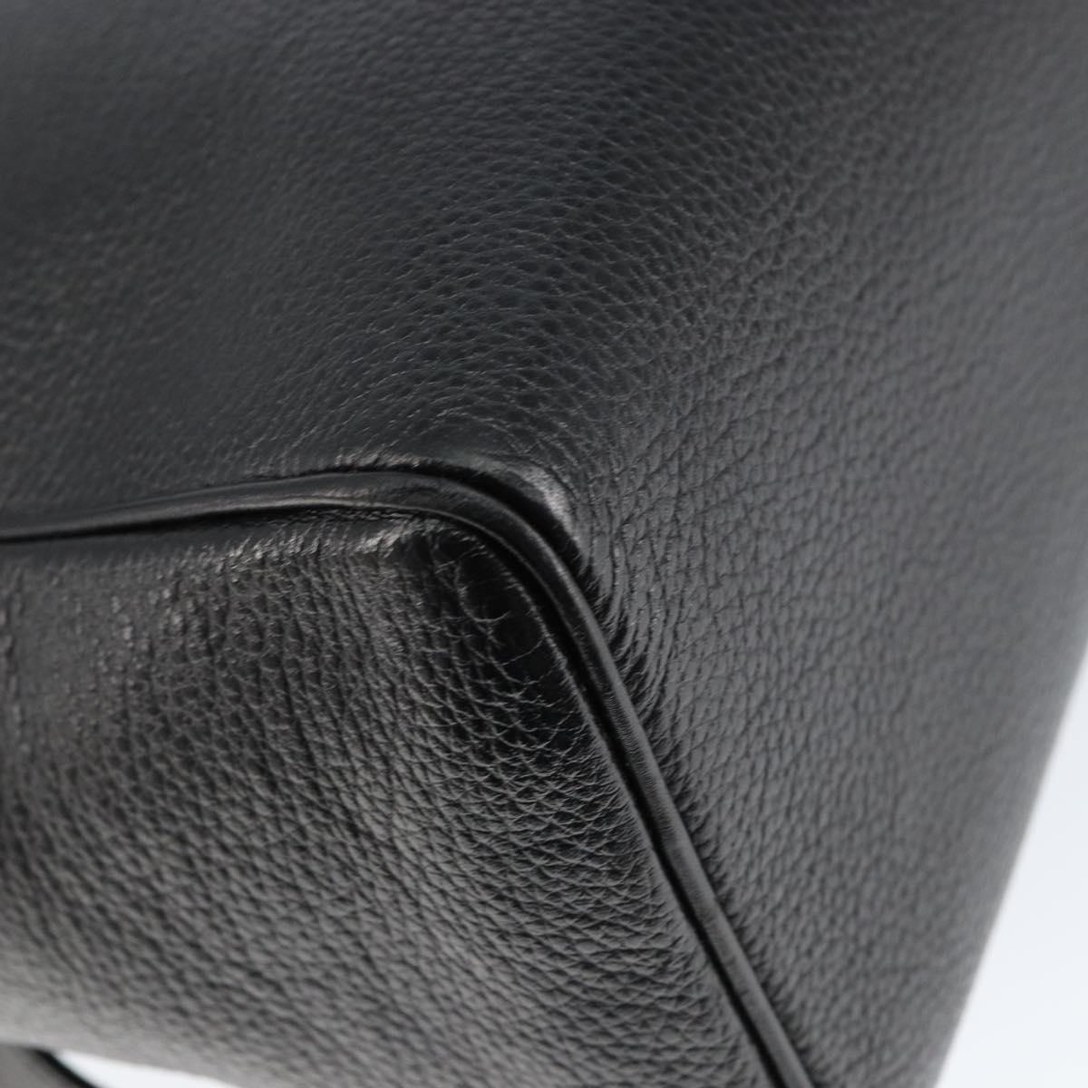 CELINE Hand Bag Leather Black Gold Auth 149040