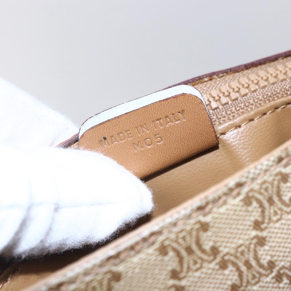 CELINE Macadam Canvas Shoulder Bag PVC Beige Gold Auth 149041