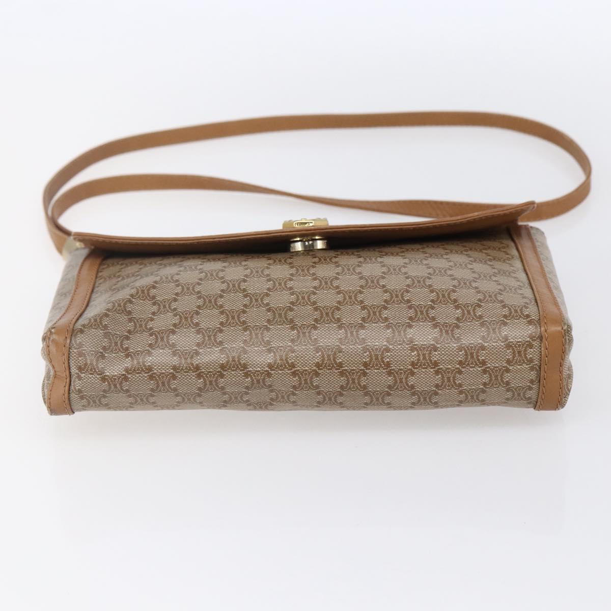 CELINE Macadam Canvas Shoulder Bag PVC Beige Gold Auth 149041