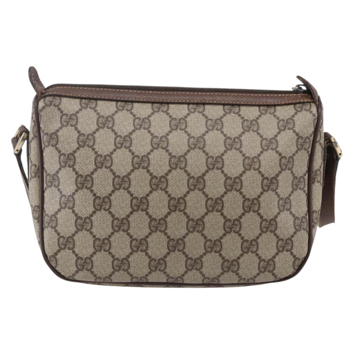 GUCCI GG Supreme Web Sherry Line Shoulder Bag PVC Beige Auth 149043