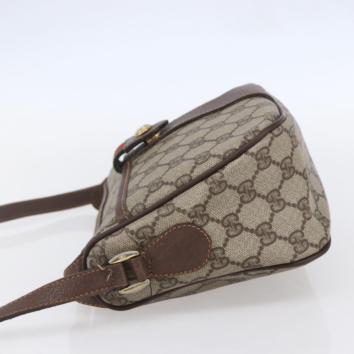 GUCCI GG Supreme Web Sherry Line Shoulder Bag PVC Beige Auth 149043