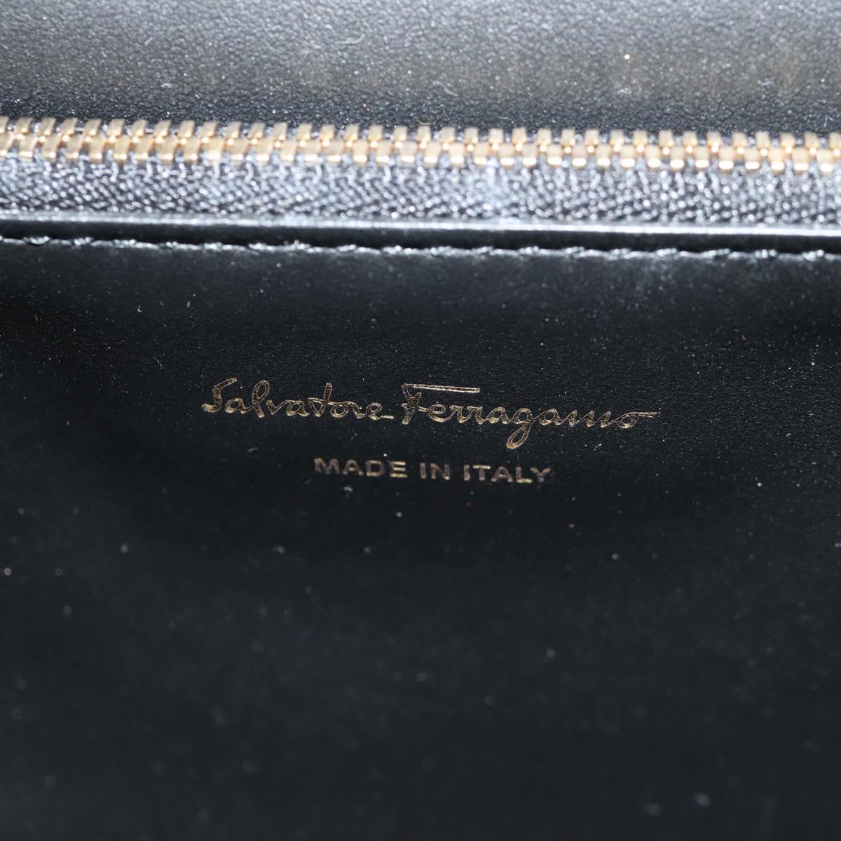 Salvatore Ferragamo Gancini Joan Shoulder Bag Leather Black Gold Auth 149044V