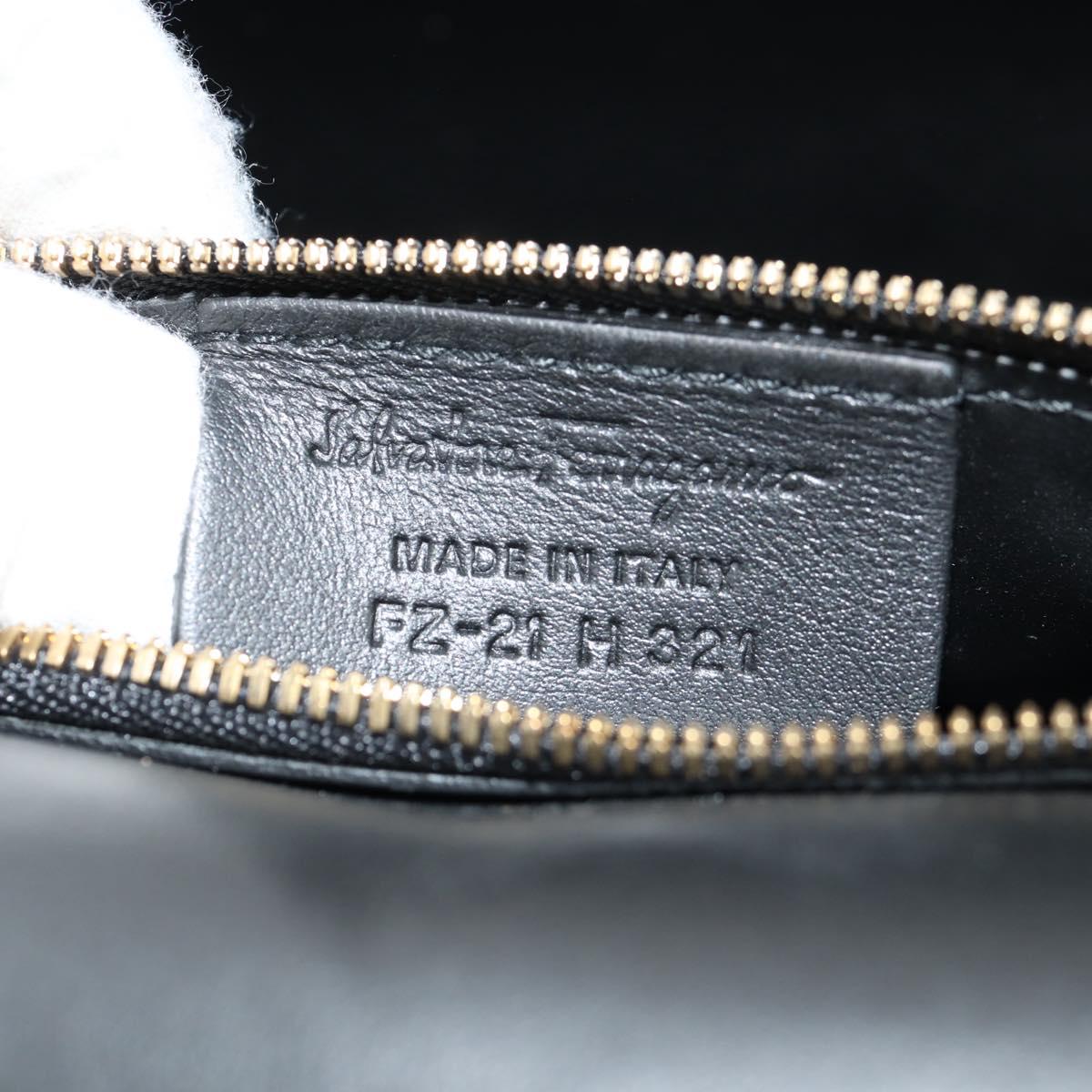 Salvatore Ferragamo Gancini Joan Shoulder Bag Leather Black Gold Auth 149044V