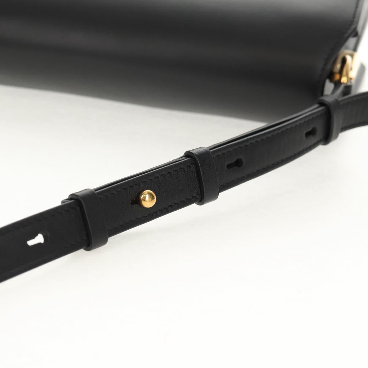 Salvatore Ferragamo Gancini Joan Shoulder Bag Leather Black Gold Auth 149044V