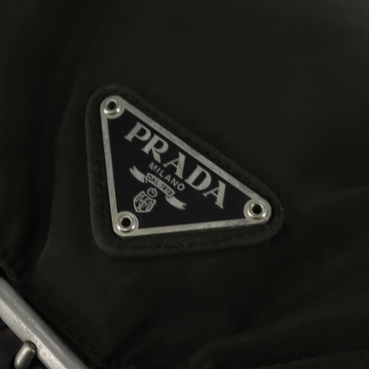 PRADA Backpack Nylon Khaki Silver Auth 149045