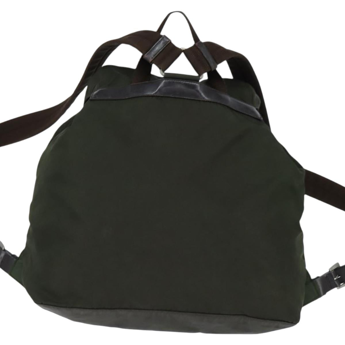 PRADA Backpack Nylon Khaki Silver Auth 149045