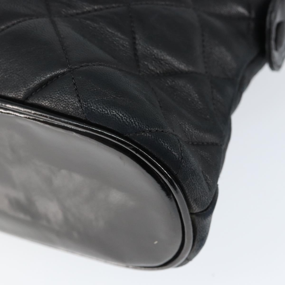 CHANEL Chain Shoulder Bag Lamb Skin Black Gold CC Auth 149046