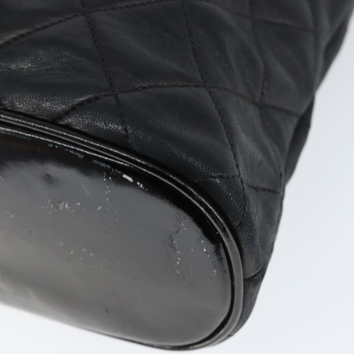 CHANEL Chain Shoulder Bag Lamb Skin Black Gold CC Auth 149046