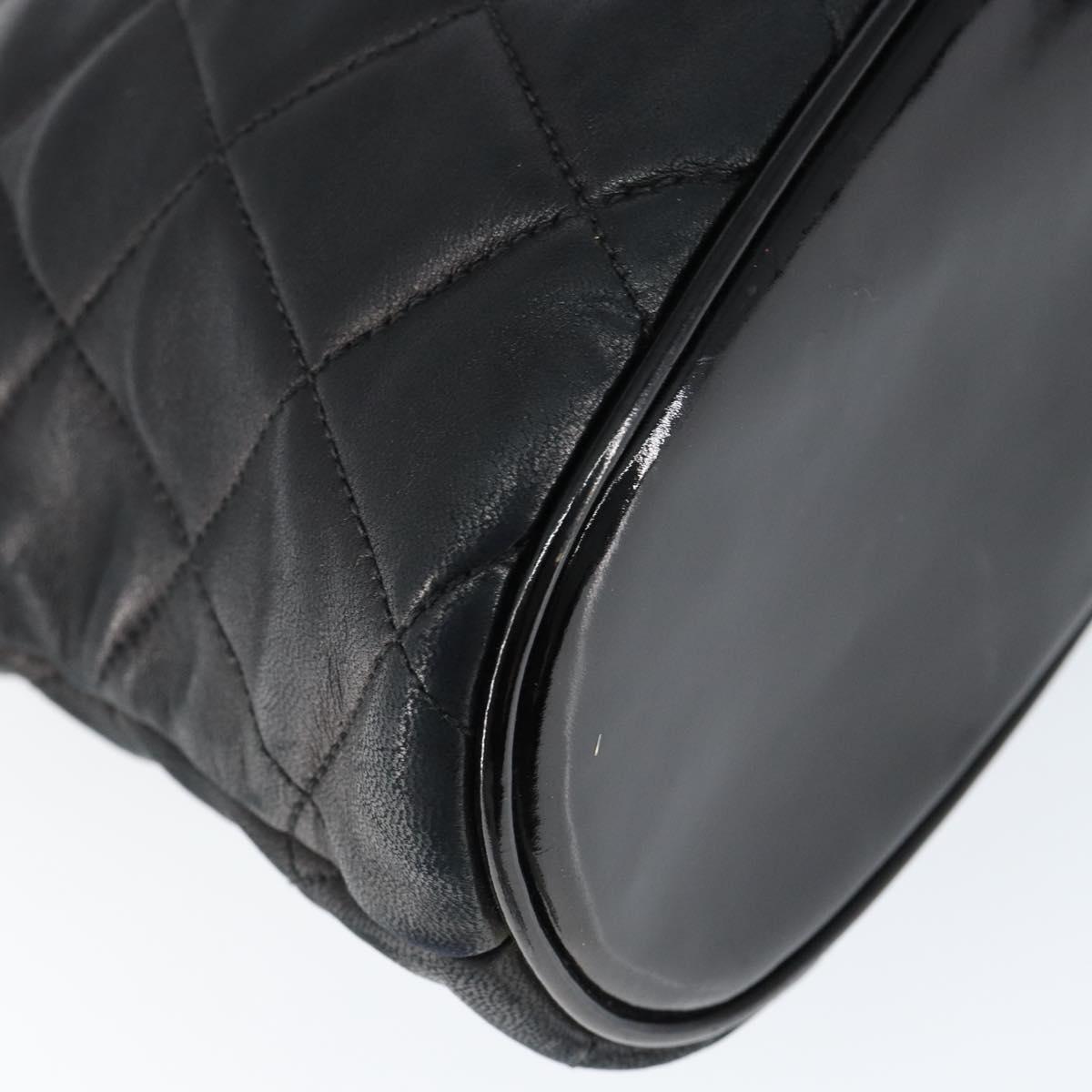 CHANEL Chain Shoulder Bag Lamb Skin Black Gold CC Auth 149046