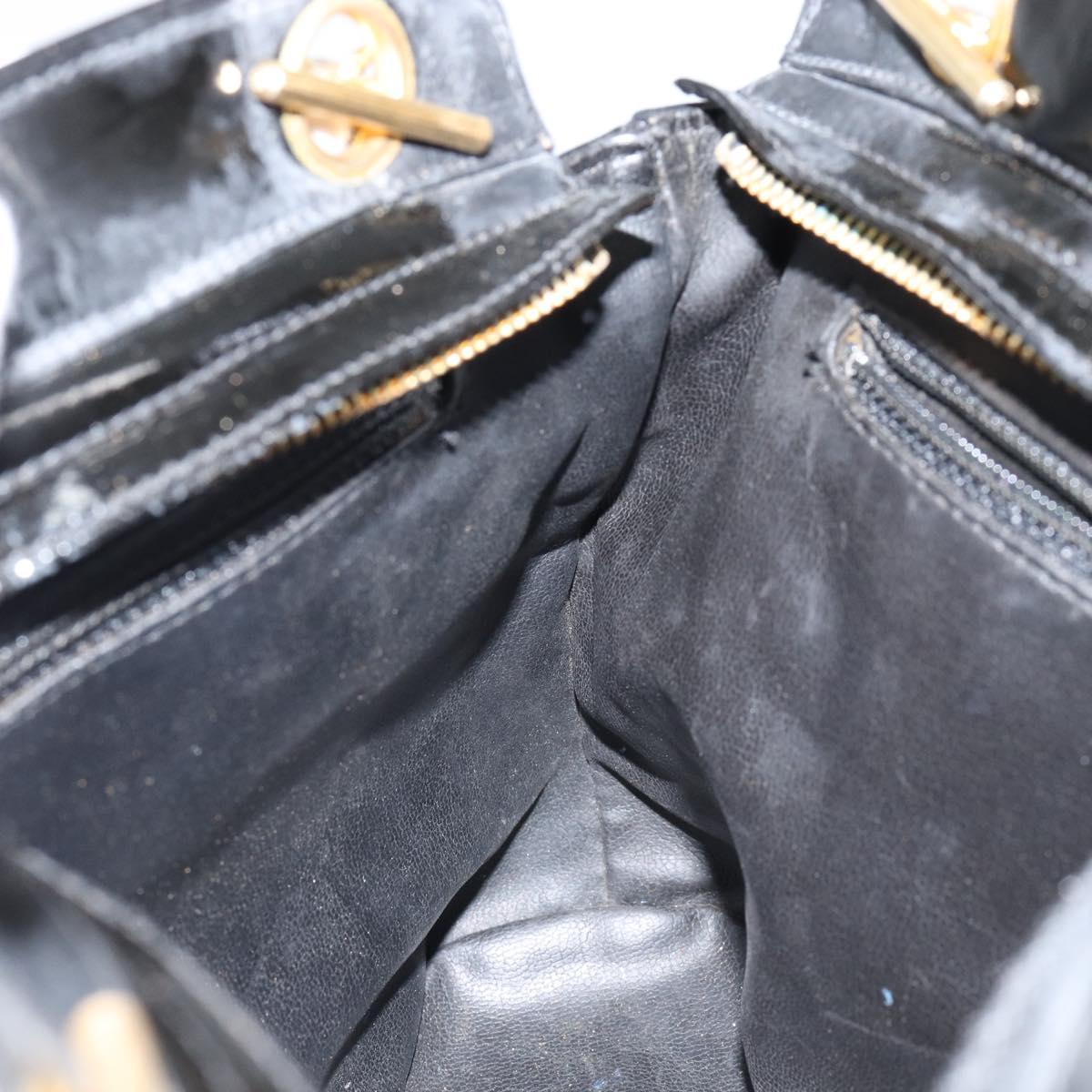 CHANEL Chain Shoulder Bag Lamb Skin Black Gold CC Auth 149046