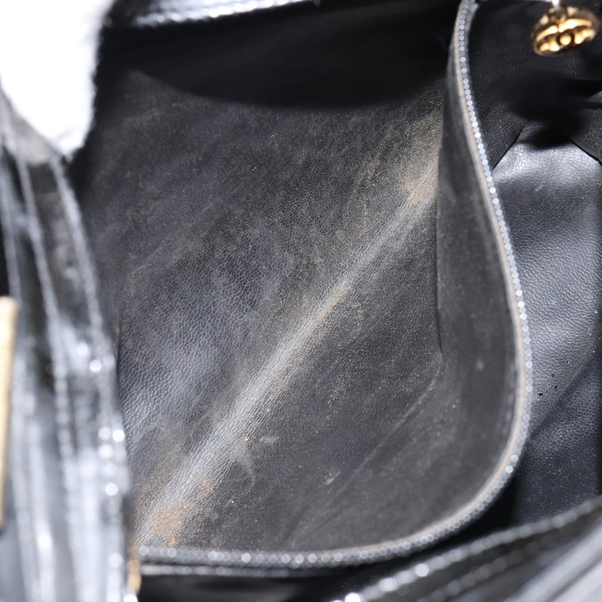 CHANEL Chain Shoulder Bag Lamb Skin Black Gold CC Auth 149046