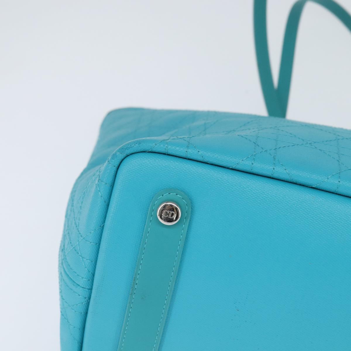 Christian Dior Canage Panarea Bag Coated Canvas Turquoise Blue Auth 149047