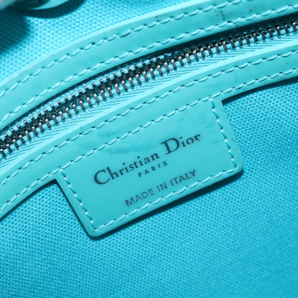 Christian Dior Canage Panarea Bag Coated Canvas Turquoise Blue Auth 149047