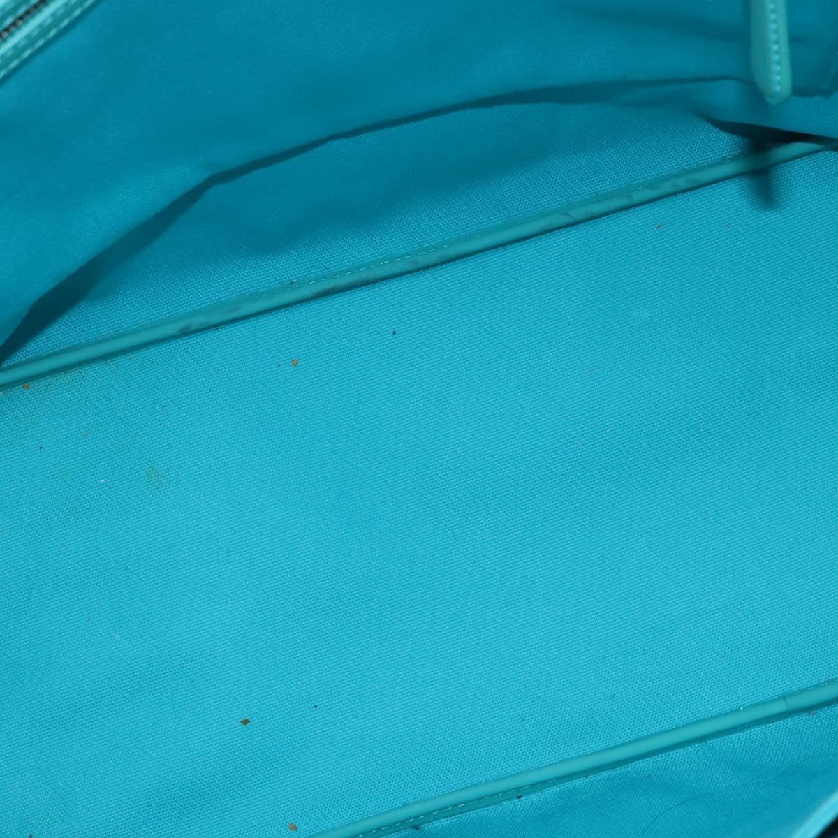 Christian Dior Canage Panarea Bag Coated Canvas Turquoise Blue Auth 149047