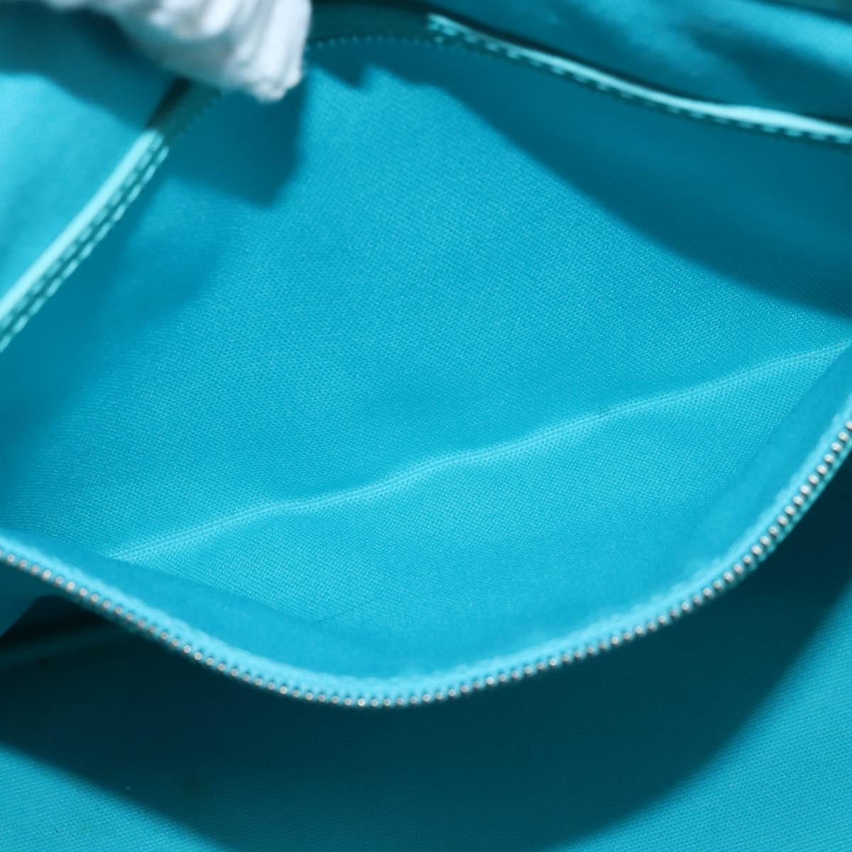 Christian Dior Canage Panarea Bag Coated Canvas Turquoise Blue Auth 149047