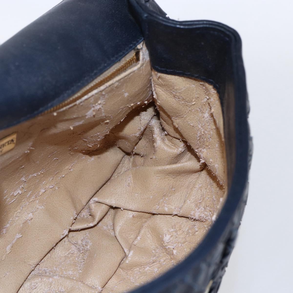 BOTTEGA VENETA INTRECCIATO Hand Bag Leather 2way Navy Gold Auth 149061