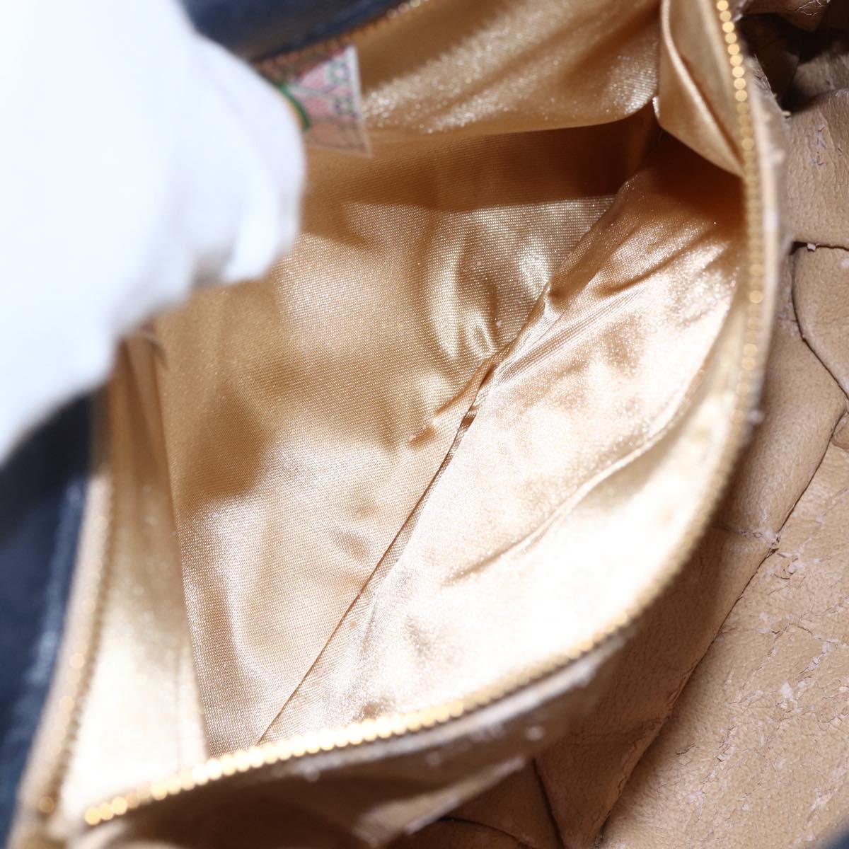 BOTTEGA VENETA INTRECCIATO Hand Bag Leather 2way Navy Gold Auth 149061