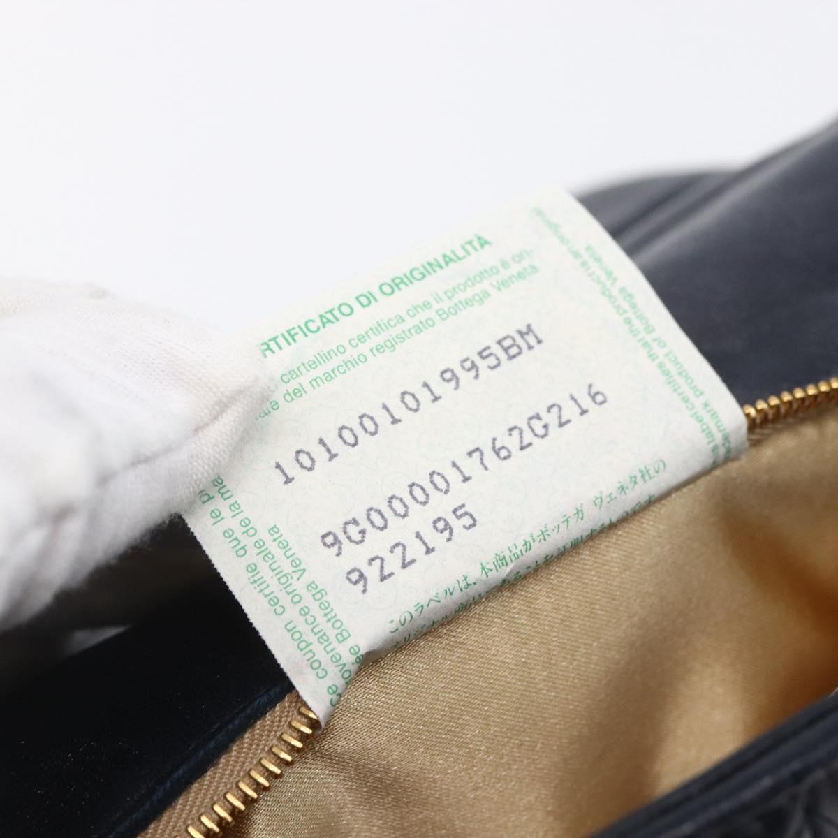 BOTTEGA VENETA INTRECCIATO Hand Bag Leather 2way Navy Gold Auth 149061