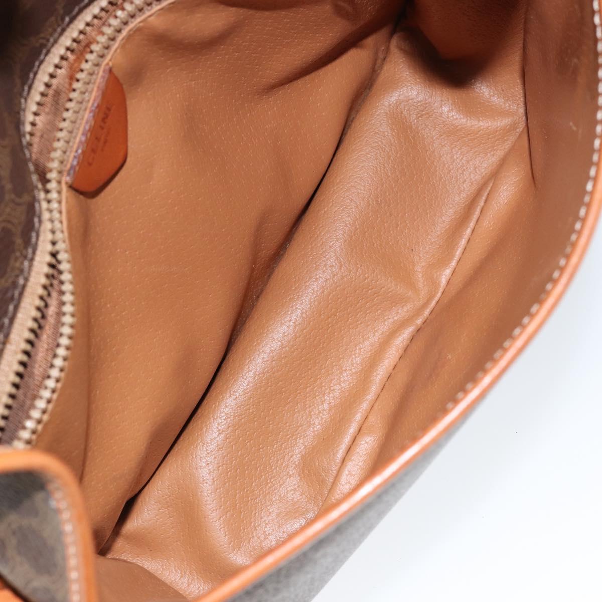 CELINE Macadam Canvas Shoulder Bag PVC Leather Brown Gold Auth 149062