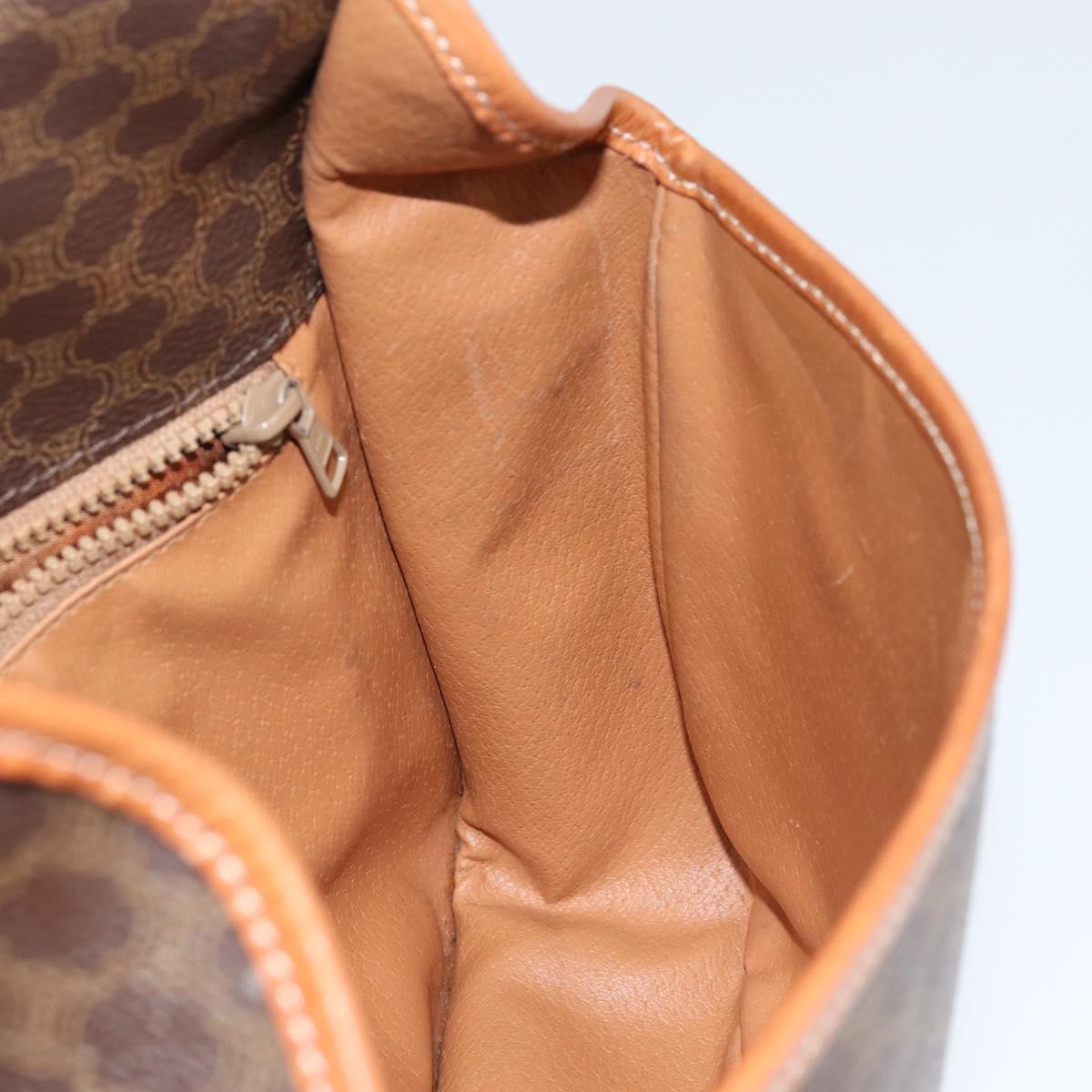 CELINE Macadam Canvas Shoulder Bag PVC Leather Brown Gold Auth 149062