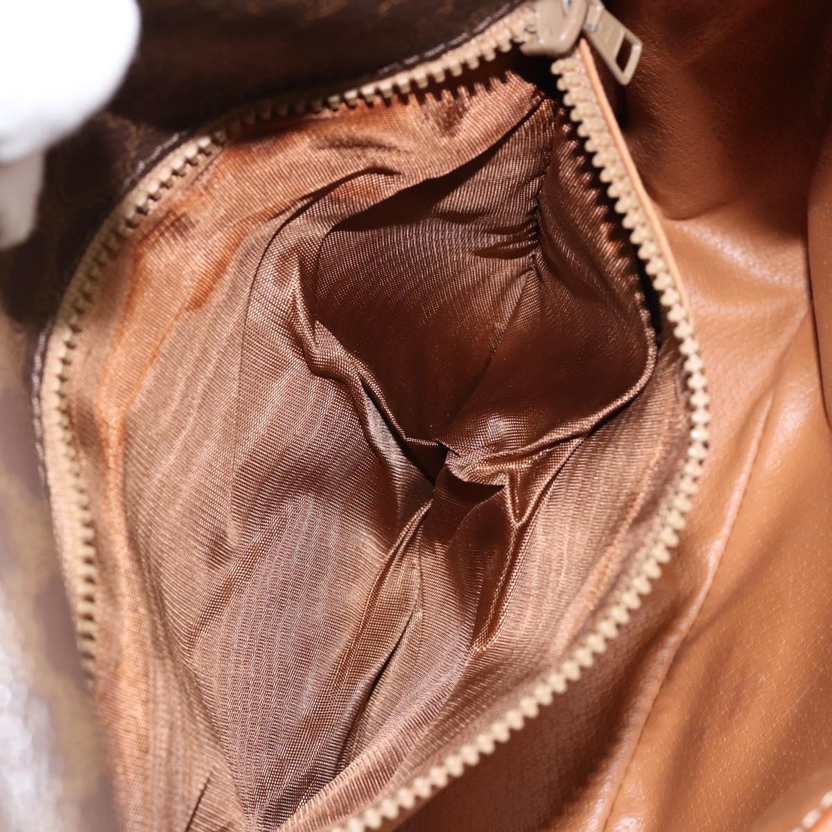 CELINE Macadam Canvas Shoulder Bag PVC Leather Brown Gold Auth 149062