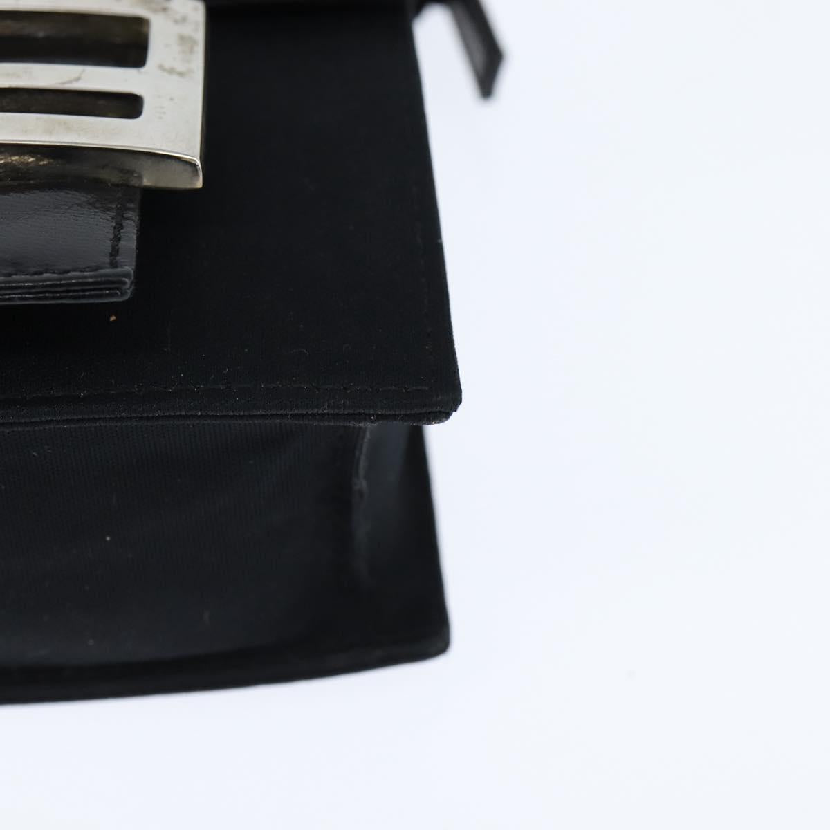 FENDI Mamma Baguette Shoulder Bag Nylon Black Silver Auth 149063