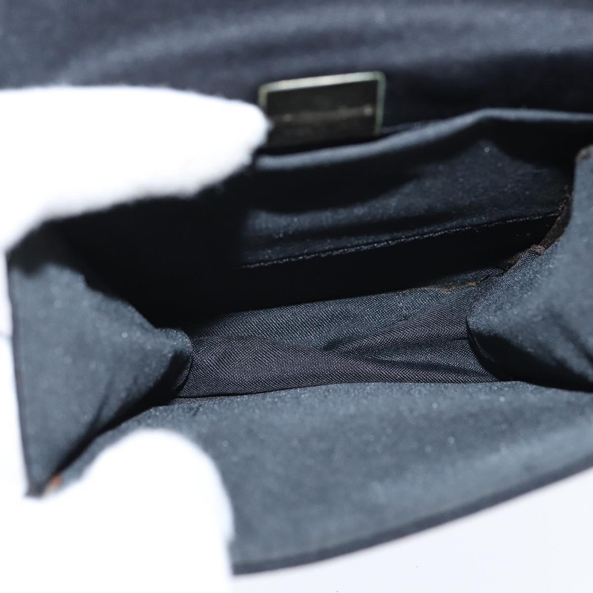 FENDI Mamma Baguette Shoulder Bag Nylon Black Silver Auth 149063