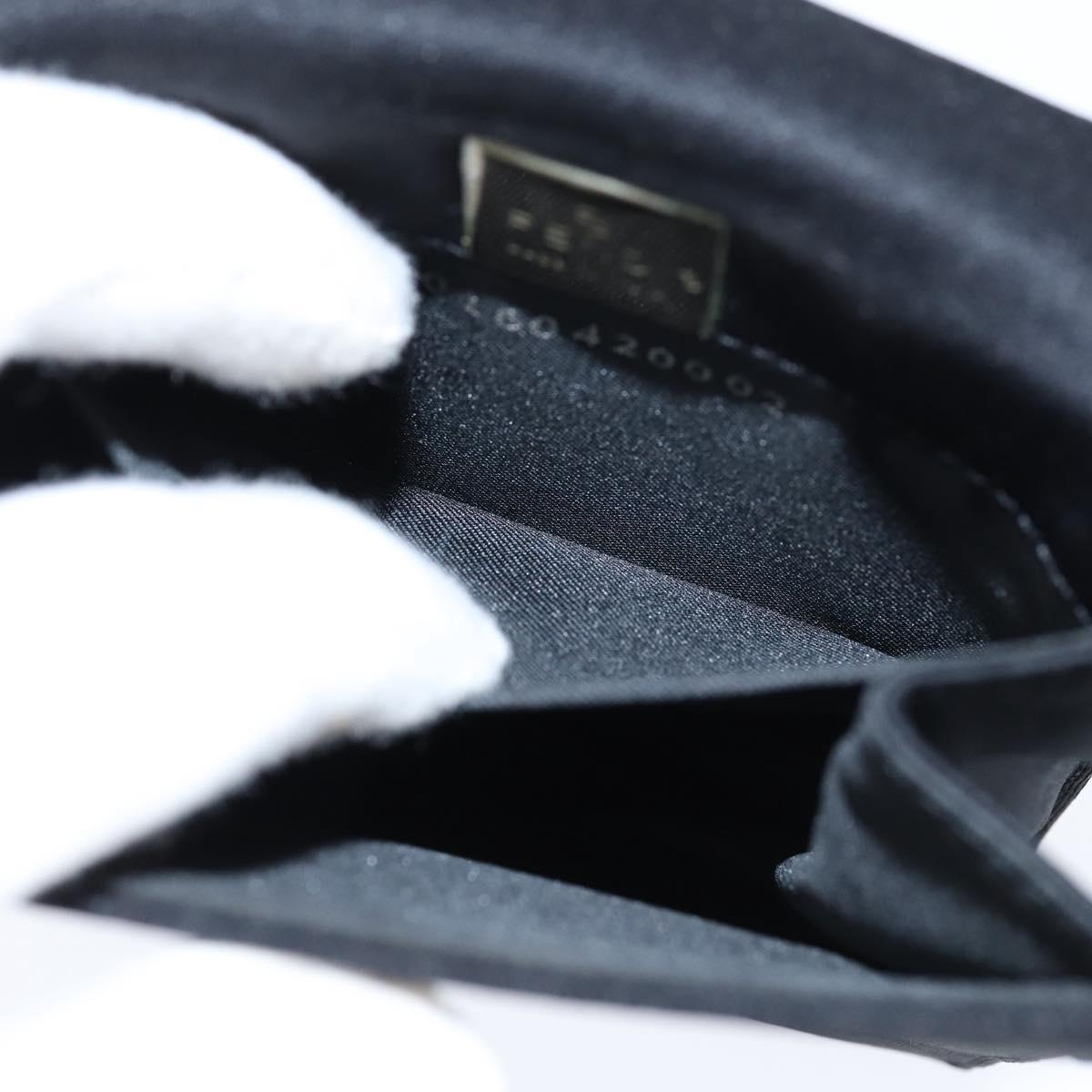 FENDI Mamma Baguette Shoulder Bag Nylon Black Silver Auth 149063