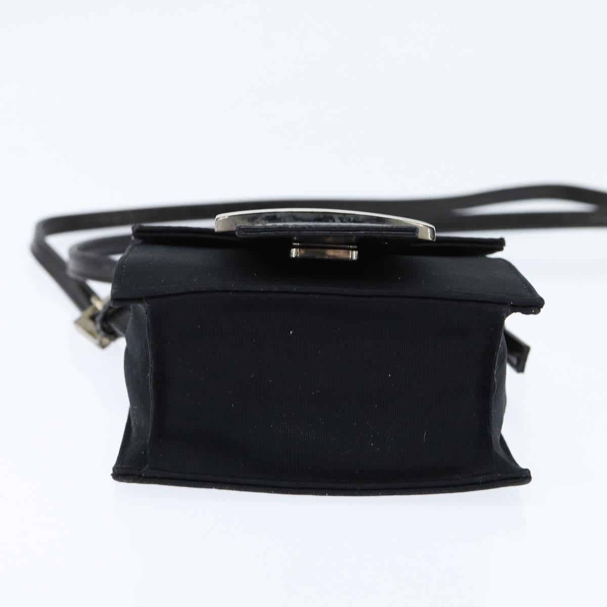 FENDI Mamma Baguette Shoulder Bag Nylon Black Silver Auth 149063