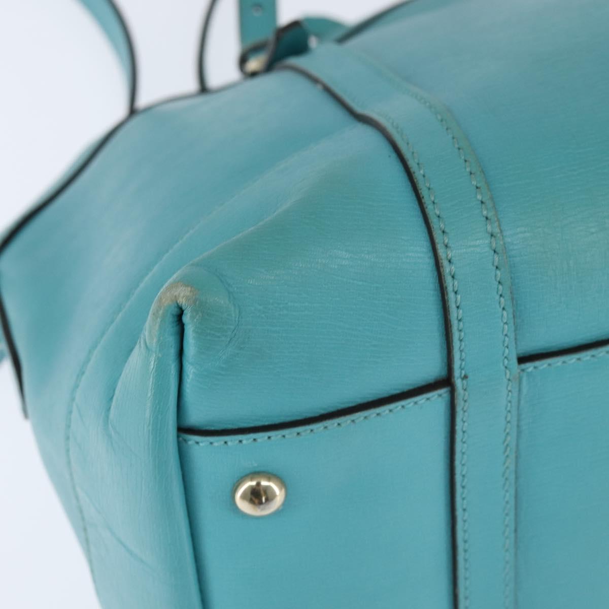 GUCCI Hand Bag Leather 2way Turquoise Blue Gold 309614 Auth 149064
