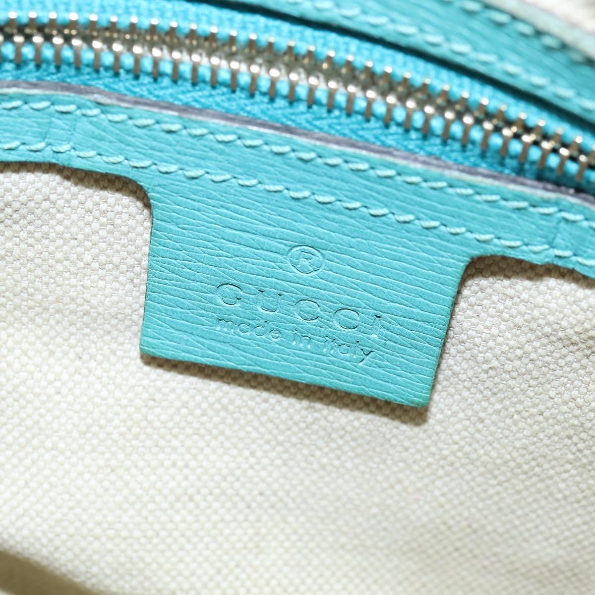 GUCCI Hand Bag Leather 2way Turquoise Blue Gold 309614 Auth 149064